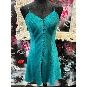 VINTAGE VICTORIA'S SECRET GREEN BUTTON SLIP DRESS